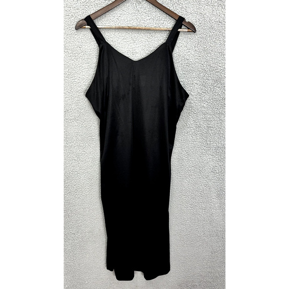 Vintage Statements Satin Midi Slip Dress Womens 16 Black Y2K 90s Glam Whimsigoth - Picture 1 of 5